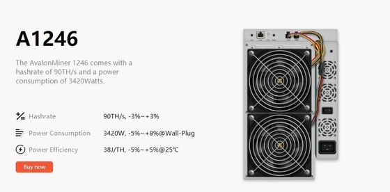 Sha-256 3420W Avalon 1246の第90 3420W 75db 12Vのイーサネット